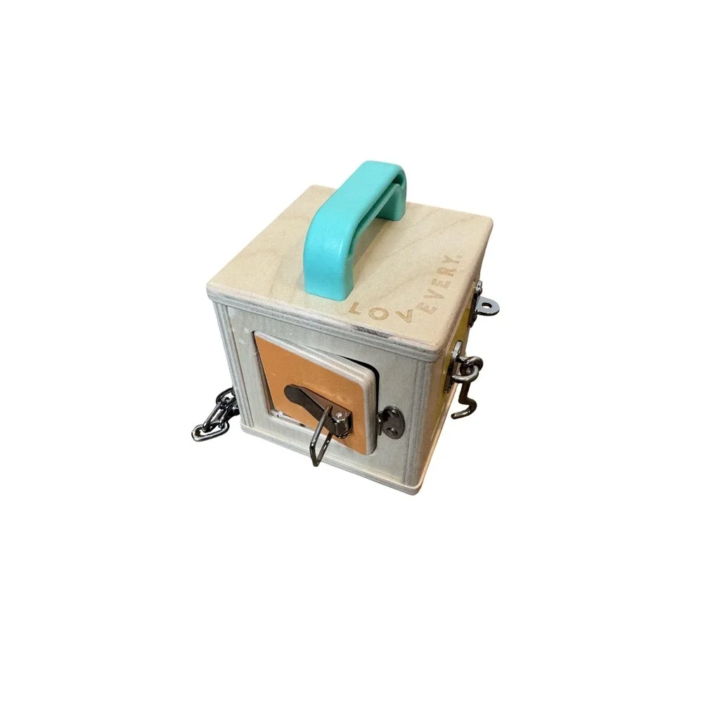 Lovevery‎ Wooden Lock Box Activity Toy Toddler Multicolor Latches Montessori